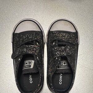 Converse Kids' Black and White Glitter Sneakers